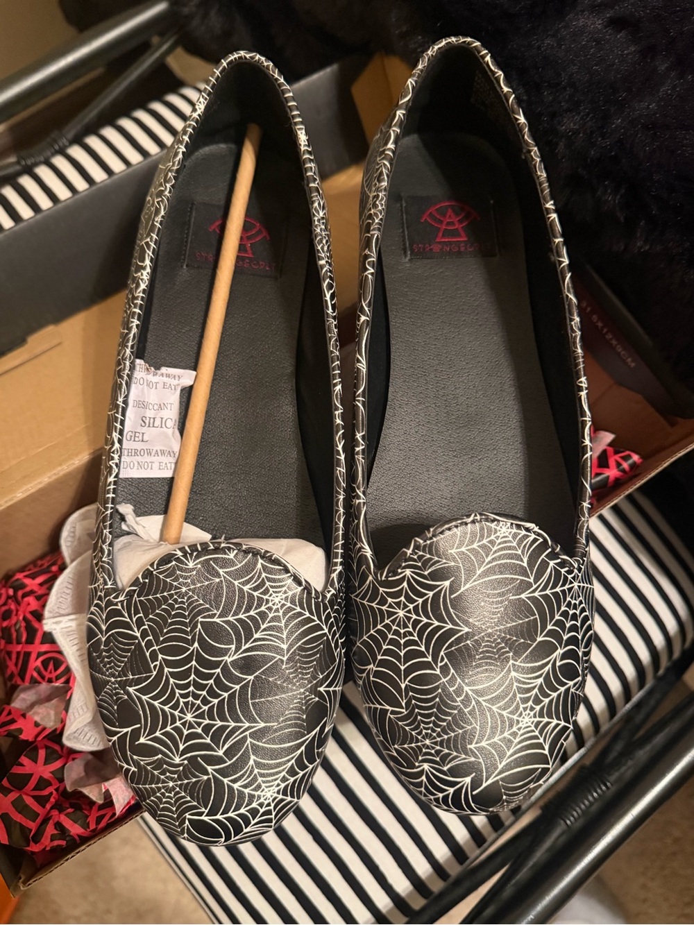 Black Spiderweb Ballet Flats - Unbranded